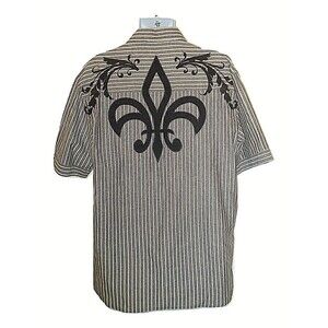 Clench Shirt 100% Cotton Embroidered Striped Button Front Mens Size 2XL